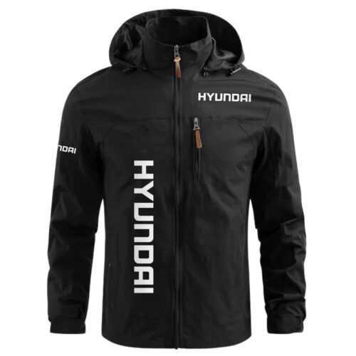 Hyundai Exclusive Logo Waterproof Windbreaker Outdoor Jacket Detachable Hood